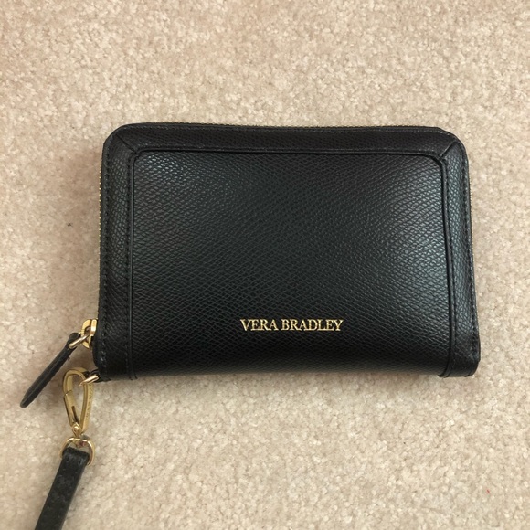 Vera Bradley Handbags - Vera Bradley Black Leather Wristlet